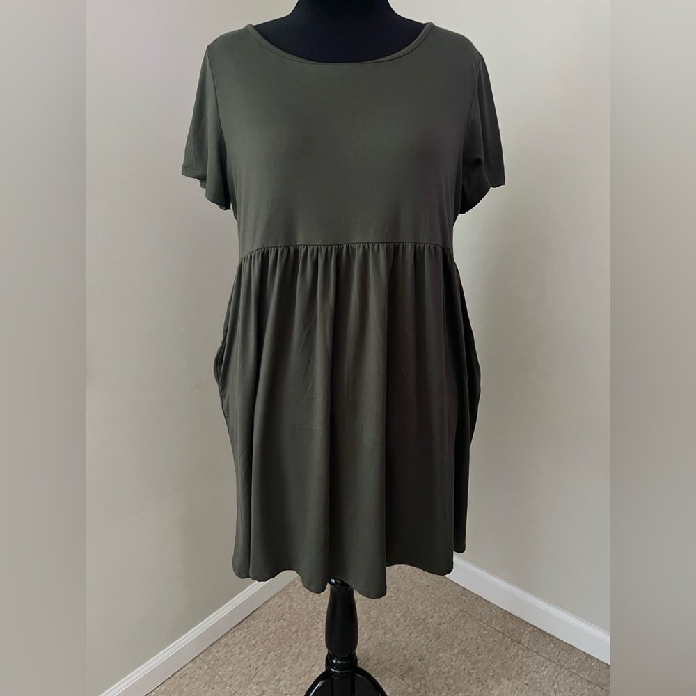 Chic Olive Green Knee Length Dress